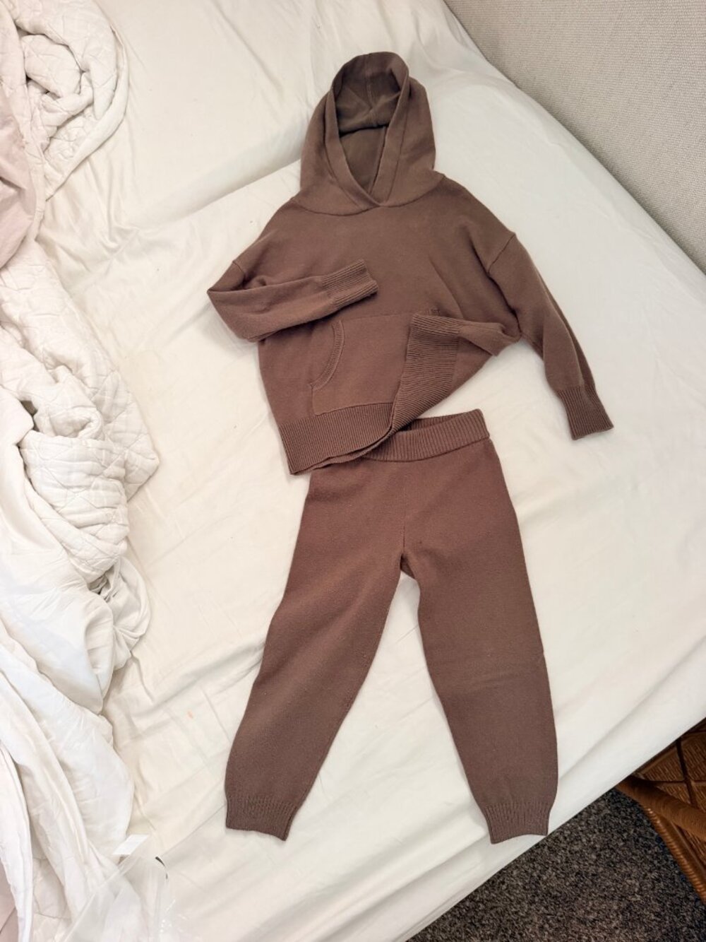 tones Luxe Knit Hoodie + Jogger Pants Set 3T Brown Toddler Unisex Cozy
